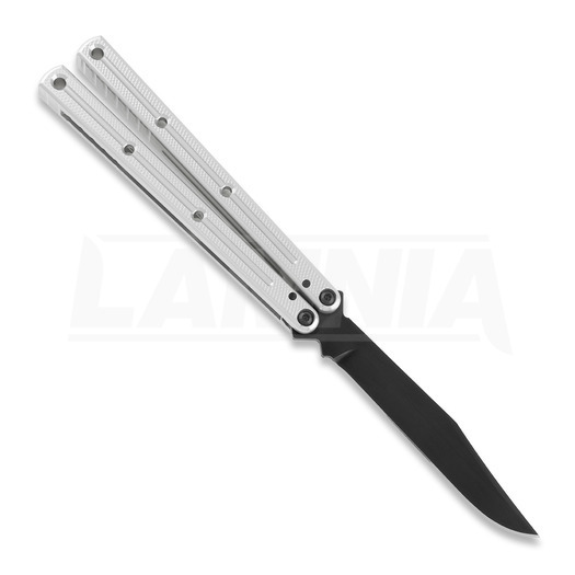 Squid Industries Krake Raken Bowie Inked Silver V2.5 balisong kniv