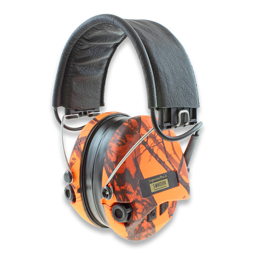 Chrániče uší Sordin Supreme Pro-X LED, Hear2, Leather band, GEL, Orange Camo 75302-X-09-S