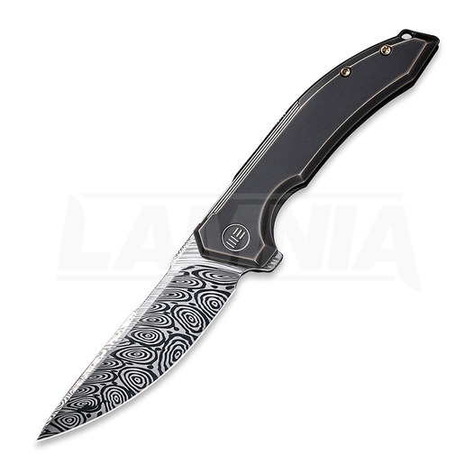 We Knife Quixotic folding knife, Heimskringla damasteel 21016-DS1