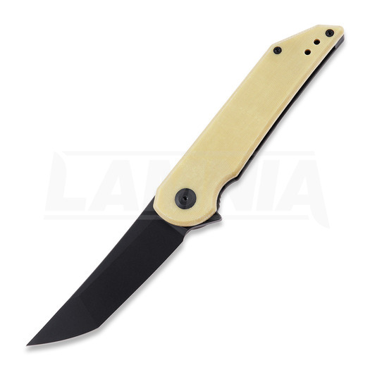 Jake Hoback Knives Radford DLC folding knife, Bone Linen Micarta