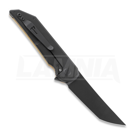 Jake Hoback Knives Radford DLC folding knife, Bone Linen Micarta