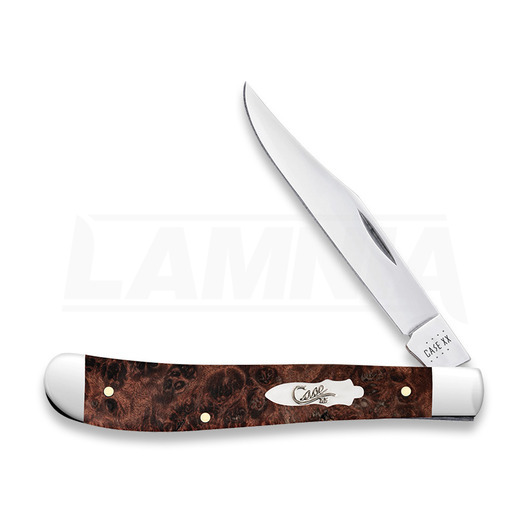 Case Cutlery Brown Maple Burl Smooth Slimline Trapper pocket knife 64063