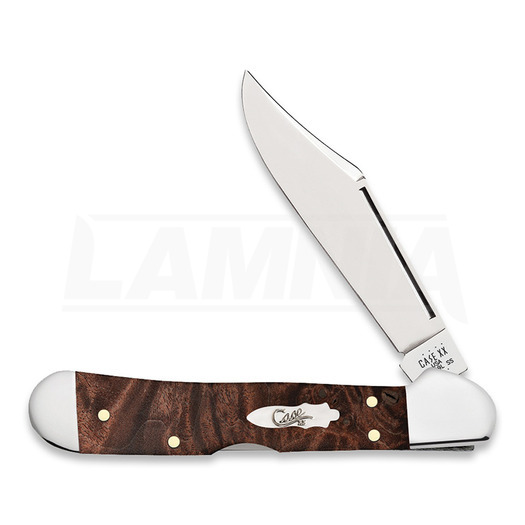 Case Cutlery Brown Maple Burl Wood Smooth Mini CopperLock pocket knife 64067