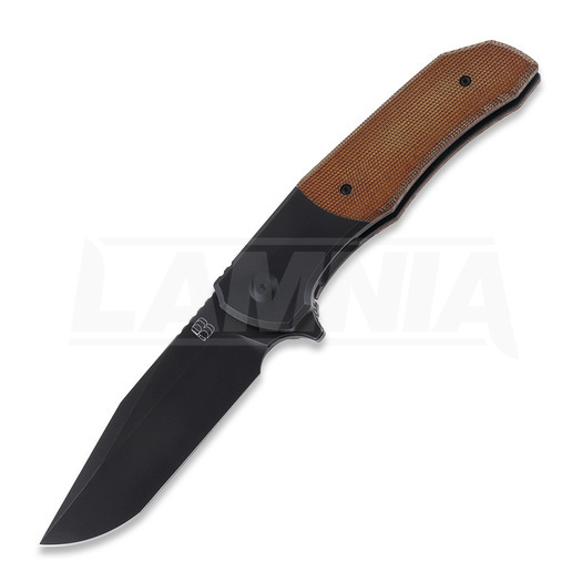 Berg Blades Iron Wolf DLC folding knife, brown canvas micarta