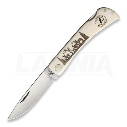 Roper Knives Deer Schrimshaw White Smooth folding knife