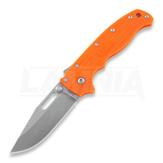 Demko Knives AD 20.5 Stonewashed folding knife, Clip Point, orange