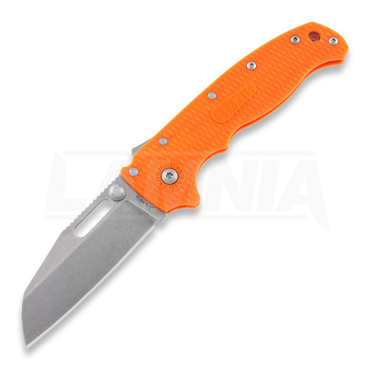 Demko Knives AD 20.5 Stonewashed foldekniv, Shark Foot, orange