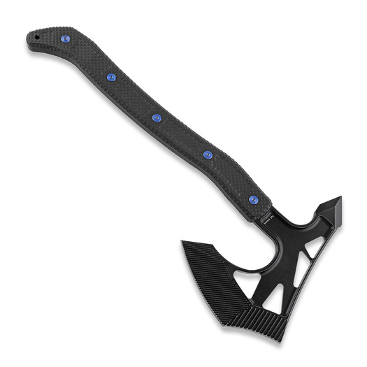 Jake Hoback Knives Ps2 tomahawk, Black with Blue hardware