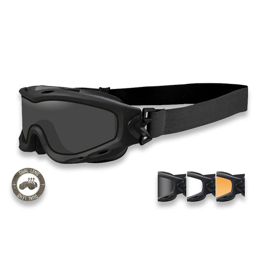 Wiley X Spear w/3 Lenses beskyttelsesbriller, Matte Black Frame, Dual Lens