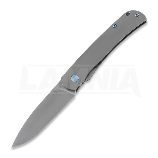 PMP Knives User II Silver folding knife, Blue accents