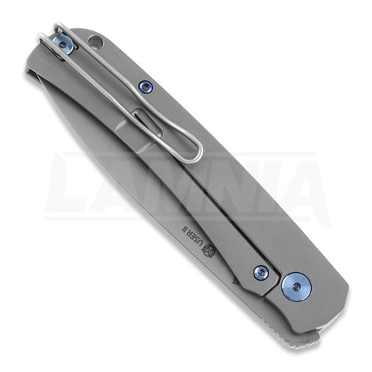 Navaja PMP Knives User II Silver, Blue accents