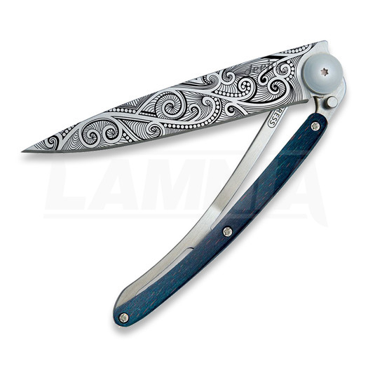 Deejo 37g Blue Beech Wood 折り畳みナイフ