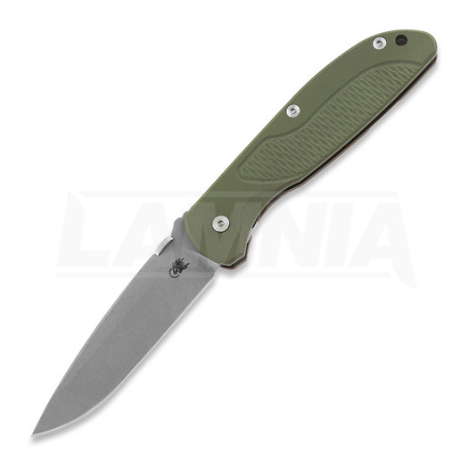 Hinderer Firetac Spanto Tri-Way Battle Bronze folding knife, OD Green G10