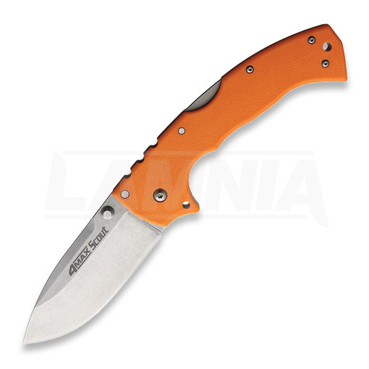 Cold Steel 4-Max Scout Stonewashed 折り畳みナイフ, オレンジ色 CS62RQORSW
