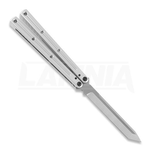 Squid Industries Krake Raken Tanto Silver V2.5 balisong kniv