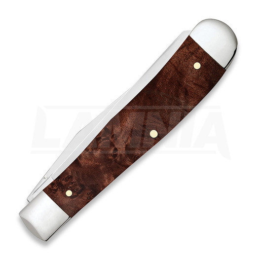 Pocket knife Case Cutlery Brown Maple Burl Wood Smooth Trapper 64060