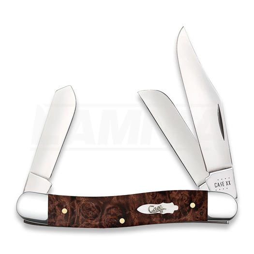 Pocket knife Case Cutlery Brown Maple Burl Wood Smooth Stockman 64065