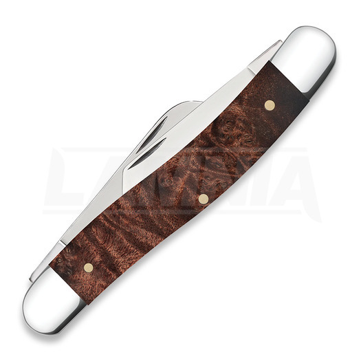 Pocket knife Case Cutlery Brown Maple Burl Wood Smooth Stockman 64065
