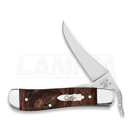 Case Cutlery Brown Maple Burl Wood Smooth RussLock pocket knife 64068
