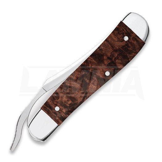 Pocket knife Case Cutlery Brown Maple Burl Wood Smooth RussLock 64068