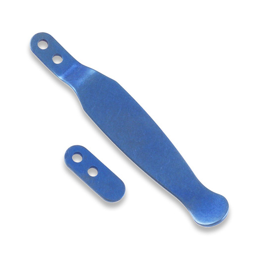 Hinderer Solid Pocket Clip & Filler Tab Set Titanium Stonewash Blue