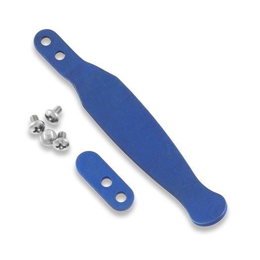 Hinderer Solid Pocket Clip & Filler Tab Set Titanium Battle Blue