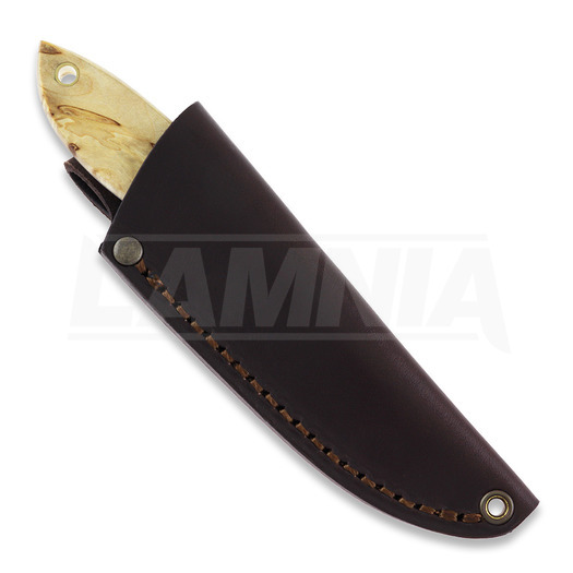 Nóż Brisa Bobtail 80, curly birch, flat, leather