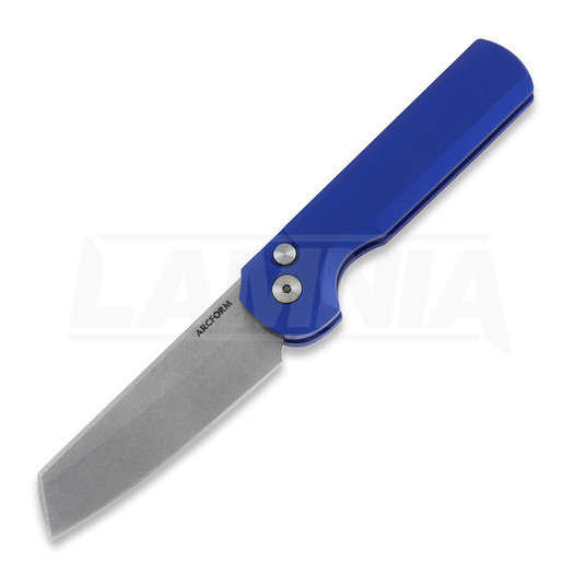 Arcform Slimfoot Auto - Blue Anodize / Stonewash folding knife