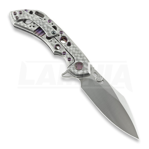 Olamic Cutlery Wayfarer 247 Cutlass folding knife, Dark Matter, Purple Show Side