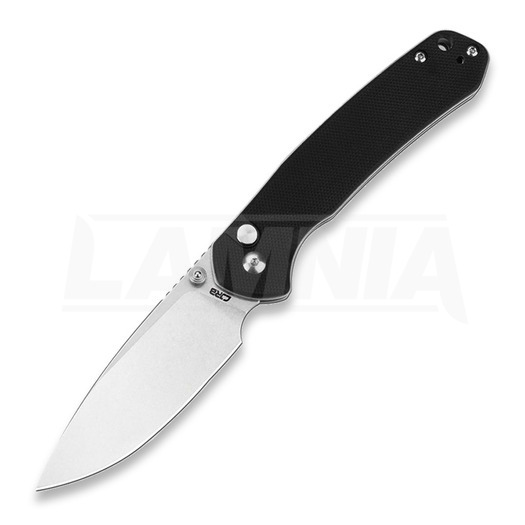 CJRB Pyrite Button Lock Black G10 Stonewashed Blade folding knife