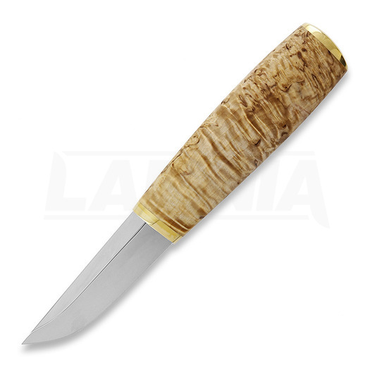 Pekka Tuominen Curly birch kés, Stabilized puukko