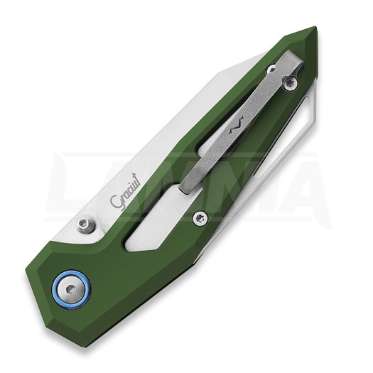 MKM Knives Edge Liner sulankstomas peilis, Green anodized aluminum MKEGL-AGR