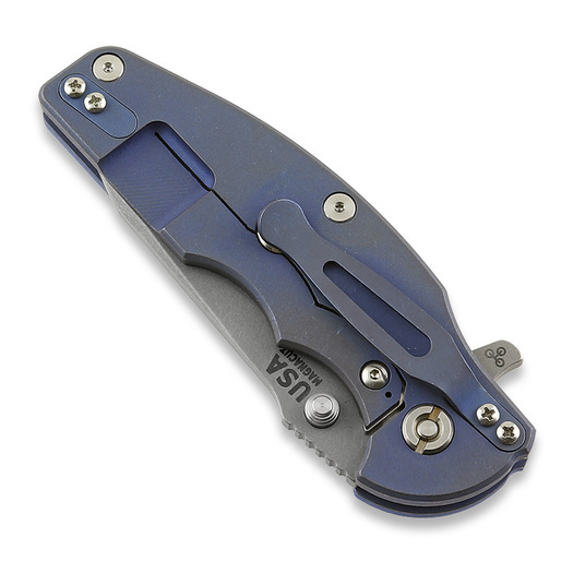 Hinderer Jurassic Magnacut Slicer folding knife, Tri-Way Battle Blue, Blue G10