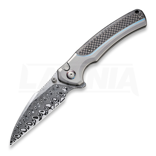 We Knife Ziffius Damascus, Gray Titanium/Twill CF WE22024A-DS1