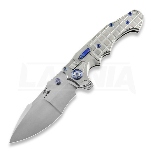 Couteau pliant Andre de Villiers Javelin, Bead Blasted/Ti-Frag/Blue Anno