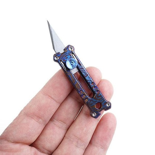 MecArmy EK12 Mini Keychain Utility Knife Timascus