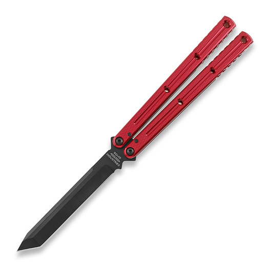 Nož motýlek Squid Industries Krake Raken Tanto Inked Red V3
