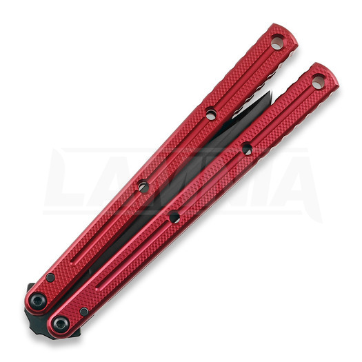 Couteau papillon Squid Industries Krake Raken Bowie Inked Red V3