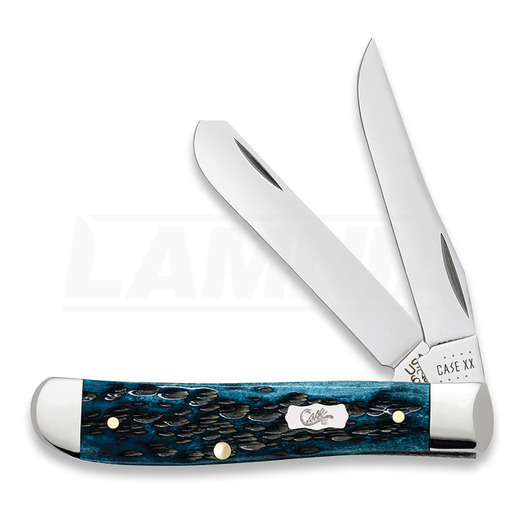 Case Cutlery Mini Trapper, Pocket Worn Mediterranean Blue Bone Peach Seed Jig 51852