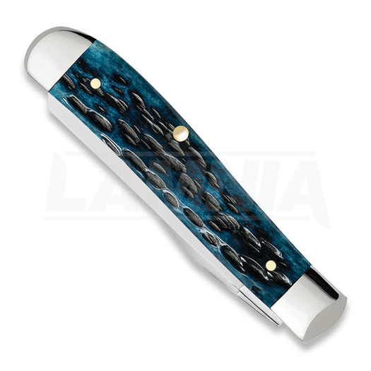 Case Cutlery Mini Trapper, Pocket Worn Mediterranean Blue Bone Peach Seed Jig 51852