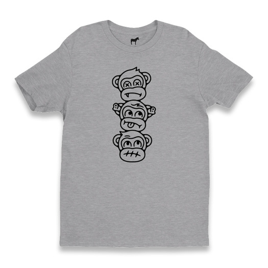 T-shirt Audacious Concept Three Wise Monkeys, cinza