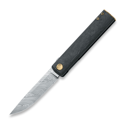 Fox Chnops Damascus 折り畳みナイフ, Marble Carbon Fiber FX-543DCF