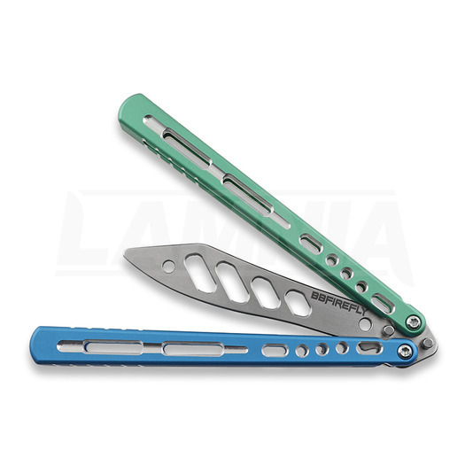 BBbarfly Trainer V2 balisong trainer, Blue And Green