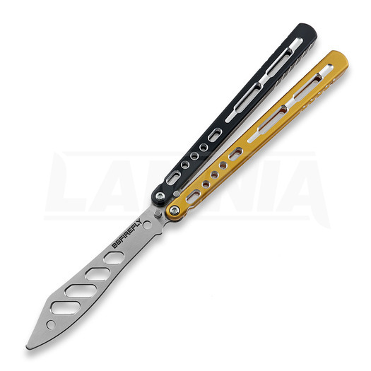 BBbarfly Trainer V2 balisong trainer, Black And Gold