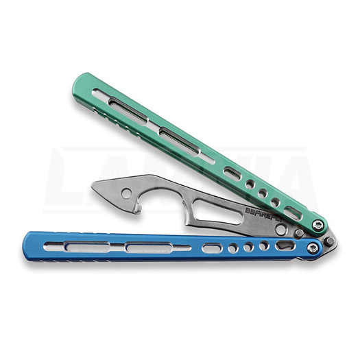 Coltello a farfalla per allenamento BBbarfly KS Knife Style opener V2, Blue And Green