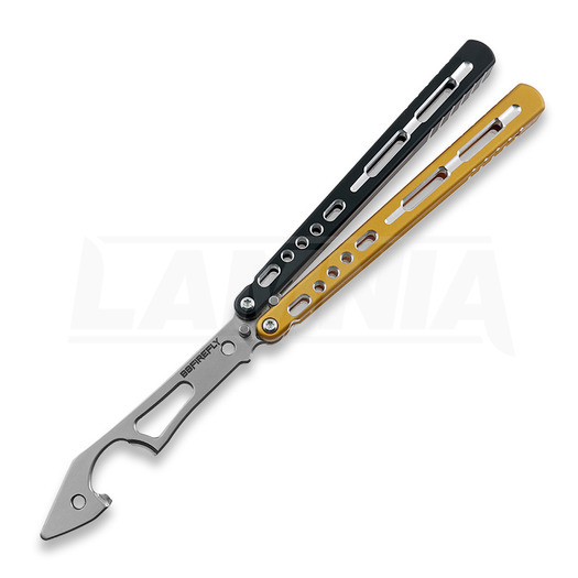 BBbarfly KS Knife Style opener V2 balisong trainer, Black And Gold