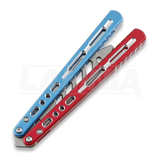 BBbarfly Trainer ZX-1 balisong träningsknivar, Red And Blue