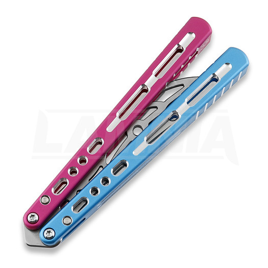 BBbarfly HS Talon Style Opener ZX-1 balisong träningsknivar, Blue And Pink