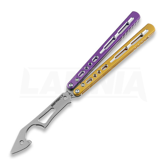 BBbarfly KS Knife Style Opener ZX-1 perhosveitsi harjoitteluun, Purple And Gold