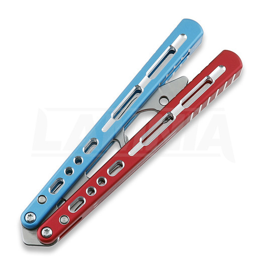 BBbarfly KS Knife Style Opener ZX-1 perhosveitsi harjoitteluun, Red And Blue